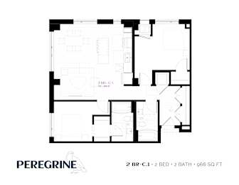 2BR_C1 Floor Plan at Peregrine Apartments, Minneapolis