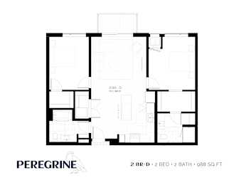 2BR_D_988sqft Floor Plan at Peregrine Apartments, Minnesota, 55411