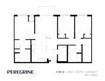 3BR_A Floor Plan at Peregrine Apartments, Minneapolis, 55411