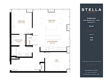 A floor plan for a Stella Residences Dorian apartment.