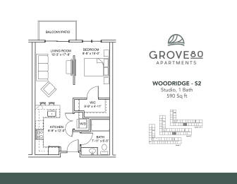Woodridge - S2 Floor Plan at Grove80 Apartments, Cottage Grove