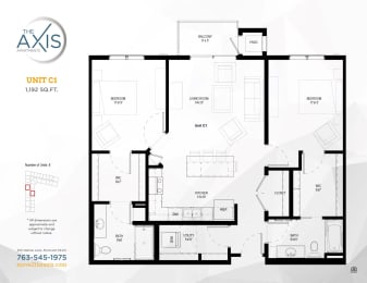 Unit C1 Floorplan at The Axis