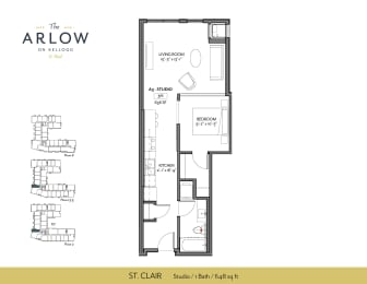 St.Clair Floor Plan at The Arlow on Kellogg, Minnesota, 55102