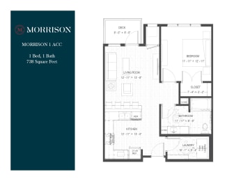 Morrison 1 ACC 1 bedroom floor plan at The Morrison Apartments in Rosemount, MN