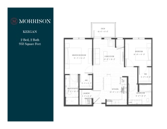 Keegan two bedroom floor plan at The Morrison Apartments in Rosemount, MN