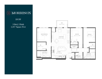 Duff three bedroom floor plan at The Morrison Apartments in Rosemount, MN