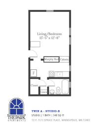 Floor Plan Blue Prints for a Cozy Studio Apartment at The Park Apartments in MN, 55403