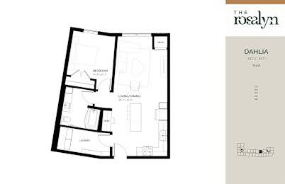 Dahlia Floor Plan at The Rosalyn | Affordable 55+ Apartments in Bloomington, Bloominton, MN 55420