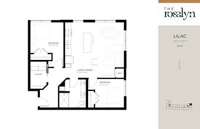 Lilac Floor Plan at The Rosalyn | Affordable 55+ Apartments in Bloomington, Bloominton