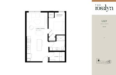 Lily Floor Plan at The Rosalyn | Affordable 55+ Apartments in Bloomington, Minnesota, 55420