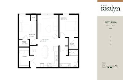 Petunia Floor Plan at The Rosalyn | Affordable 55+ Apartments in Bloomington, Bloominton, MN 55420