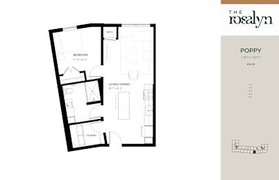 Poppy Floor Plan at The Rosalyn | Affordable 55+ Apartments in Bloomington, Minnesota