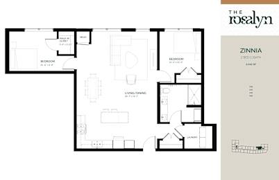 Zinnia Floor Plan at The Rosalyn | Affordable 55+ Apartments in Bloomington, Bloominton, MN 55420