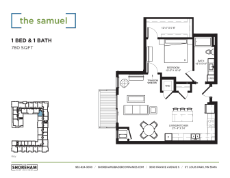 Samuel Floor Plan at The Shoreham Apartments, St Louis Park, Minnesota