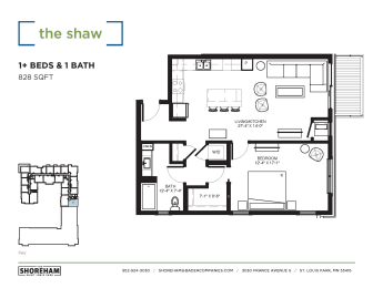 Shaw Floor Plan at The Shoreham Apartments, Minnesota, 55416