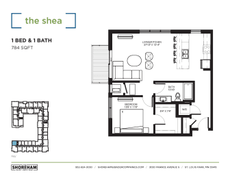 Shea Floor Plan at The Shoreham Apartments, St Louis Park, MN