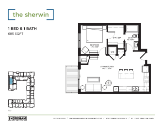 Sherwin Floor Plan at The Shoreham Apartments, St Louis Park, 55416
