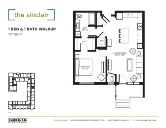 Sinclair Floor Plan at The Shoreham Apartments, Minnesota