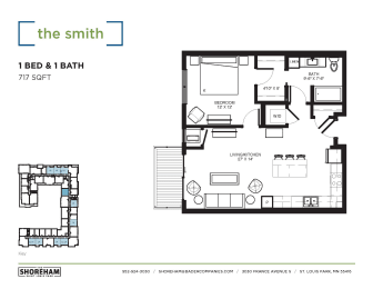 Smith Floor Plan at The Shoreham Apartments, Minnesota, 55416