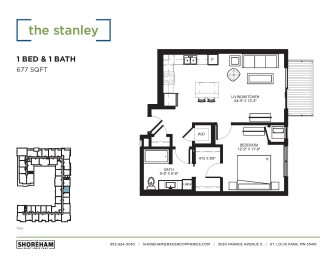 Stanley Floor Plan at The Shoreham Apartments, St Louis Park, MN, 55416