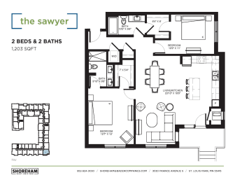 Sawyer Floor Plan at The Shoreham Apartments, St Louis Park, Minnesota