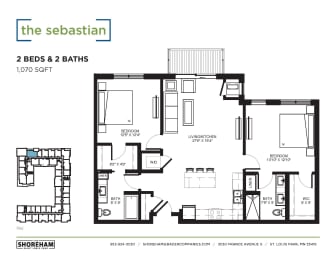 Sebastian Floor Plan at The Shoreham Apartments, St Louis Park, Minnesota