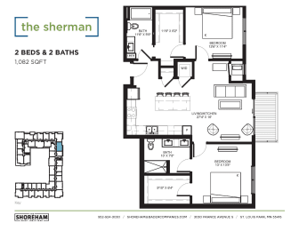 Sherman Floor Plan at The Shoreham Apartments, St Louis Park, MN, 55416