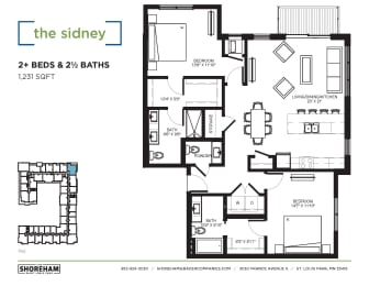 Sidney Floor Plan at The Shoreham Apartments, St Louis Park, MN
