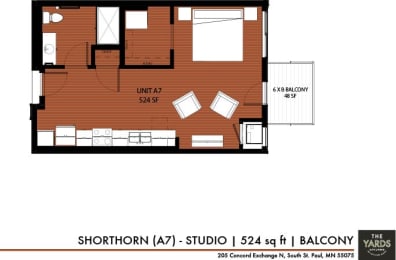 a floor plan of a small house at The Yards and Backyards, Saint Paul, MN