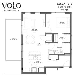 1 bed 1 bath floor plan K at Volo at Texa Tonka Apartments, St Louis Park, MN