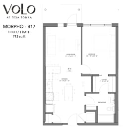 1 bedroom 1 bathroom floor plan T at Volo at Texa Tonka Apartments, Minnesota, 55426