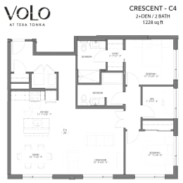 2 bedroom 2 bathrooms floor plan C at Volo at Texa Tonka Apartments, St Louis Park, Minnesota