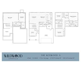 A floor plan for a home with four bedrooms and a garage.