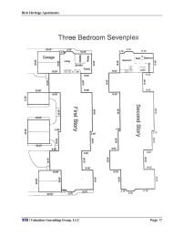 the floor plan of three bedroom sevenplex