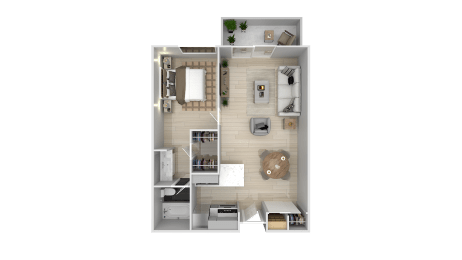 1 Bed 1 Bath 557sf Floor Plan at City View Apartments at Warner Center, Woodland Hills, CA