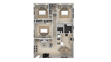 3 Bed Floorplan at Ocean Villas Apartments, Oxnard, 93033