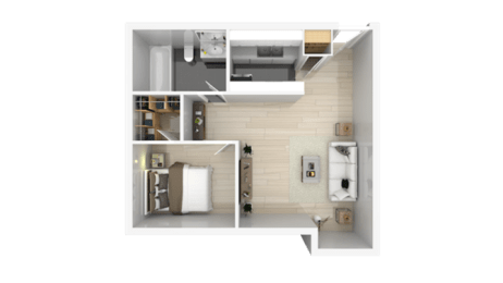 One bedroom One bath Floor Plan  at Skyline Heights LLC, Daly City, 94015