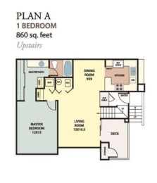 PlanA860 Floor Plan at The Resort at Encinitas Luxury Apartment Homes, California, 92024