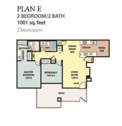 PlanE1001 Floor Plan  at The Resort at Encinitas Luxury Apartment Homes, Encinitas, California