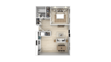 One Bed One Bath Floor Plan at The Pier at Sausalito, Sausalito, 94965