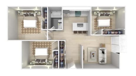 3 Bed 1 Bath Floor Plan at Parc Medallion LLC, Union City