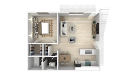 1 Bed 1 Bath Floor Plan at Summerhill Place Apartments, Union City, CA 94587