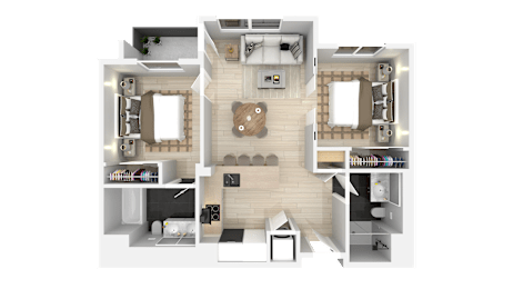 2 Bed 2 Bath Floorplan at 888 Fourth Street Apartments, LLC, Santa Rosa, CA