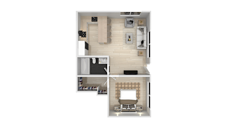1 Bed Floorplan at Ocean Villas Apartments, California
