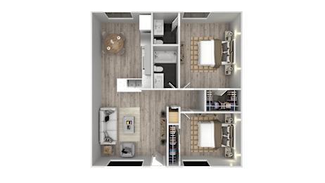 2 Bedroom Floorplan at Ocean Villas Apartments, Oxnard, California