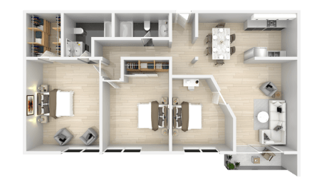 3 Bedroom 2 Bath Floorplan at Citra Apartments LLC, San Diego