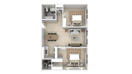 a model of a apartment building with a bedroom and living room  at Latitude Apartments at Mission Valley, San Diego, CA 92120