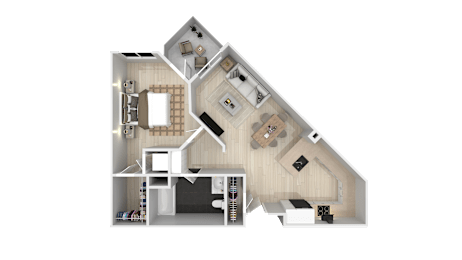 1 Bed 1 Bath Floor Plan at Cirrus Redwood City, Redwood City, CA