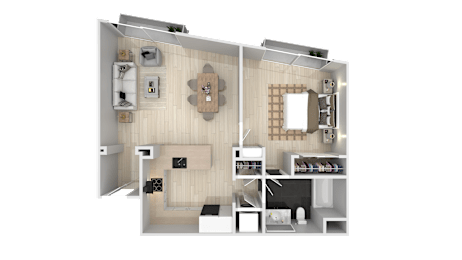 One Bedroom Floor Plan at Cirrus Redwood City, California