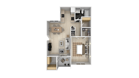 1 Bedroom 1 Bath Floor Plan at The Maddox Sunnyvale, California